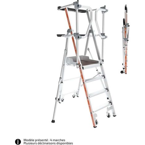 TUBESCA-Comabi - Escabeau Aluminium Roulant Pour Rayonnage Véloce GC Portillon - Hauteur de plancher 0,94m