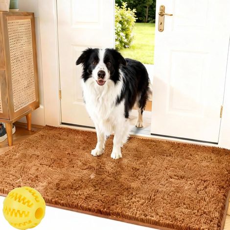 Tapis Petitepapatte, Petitepapatte Tapis Absorbant Anti Saleté Chien, Tissu Doux, Tapis de Sol Antidérapant Lavable en Machine pour Chien, Entrée, Porte et Couloir (G,50 x 80 cm) (1/5)