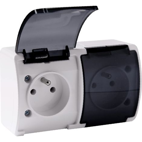 ORNO OE-7106/WT Enchufe Superficie 2x2P+Z IP44 (Tipo Frances)