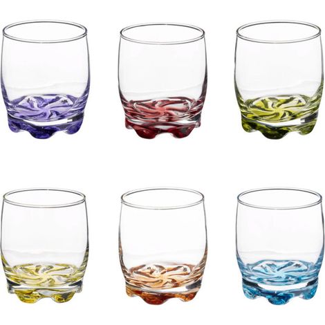 Lot de 6 verres à eau 31cl en verre multicolore – Forme ronde – Dimensions D. 7,2 x H. 8,8 cm – Pour usage quotidien – Secret De Gourmet