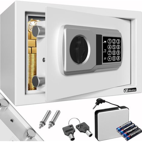 Deuba – Coffre-fort mural en acier 31 x 20 x 20 cm – Serrure électronique avec 2 clés de secours – Protection pour bijoux et documents