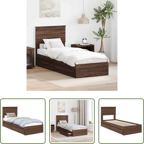 Bois d'ingénierie - Lit de Rangement Chêne brun 75 x 190 cm Bois d'ingénierie (1/5)