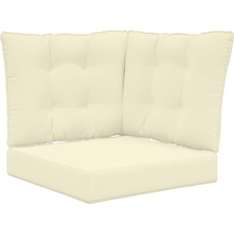 Cojín para sofá de exterior 3 pcs Crema Poliéster vidaXL