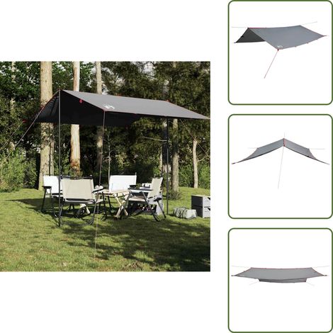 The Living Store Tarp Grau und Orange 300x294 cm Wasserdicht - Outdoorzelt - Wanderzubehör - Regenschutz - Campingausrüstung - Wasserdichte Plane (1/5)