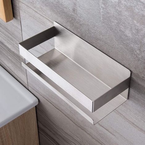 Étagère de Douche Auto-adhésif Panier de Douche Sans Perçage Etagère de Salle de Bain Acier Inoxydable SUS304,Argent (1/5)