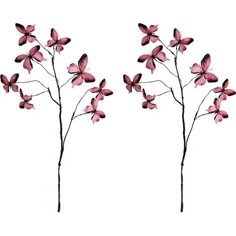 Branche de fleur papillon artificielle en soie, 2-rose rouge