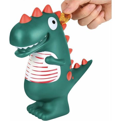 Children's Piggy Bank Original Dinosaur Money Box for Girl and Boy Decorative Design for Bedroom, Baby Piggy Bank Gift for Giving (Green) (1/5)