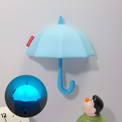 LOLLANDA Mini veilleuse parapluie — Lampe tactile — Intensité réglable sur 3 niveaux — Rechargeable par USB — Fonction minuterie (Bleu) (1/5)