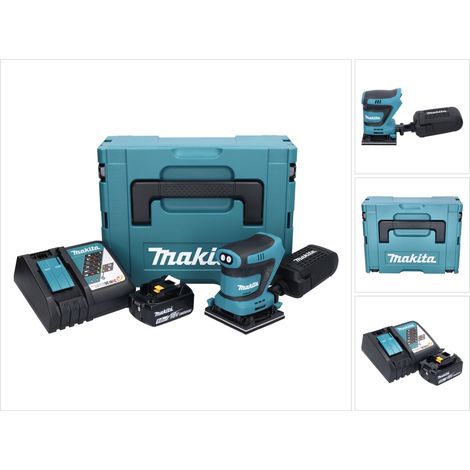 Makita DBO 480 RT1J Akku Schwingschleifer 18 V 112 x 102 mm + 1x Akku 5,0 Ah + Ladegerät + Makpac