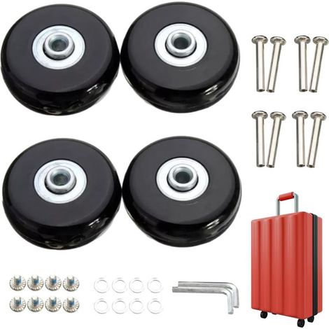 Lot de 4 roues de rechange pivotantes en caoutchouc pour valise, 45 x 18 mm (1/5)