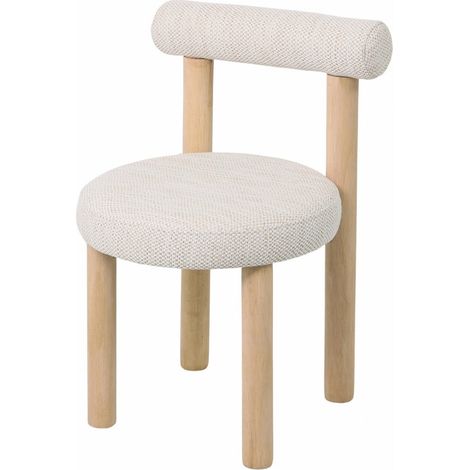 Chaise design naturel et blanc en bois de bouleau et tissu - bois clair et tissu blanc (1/3)