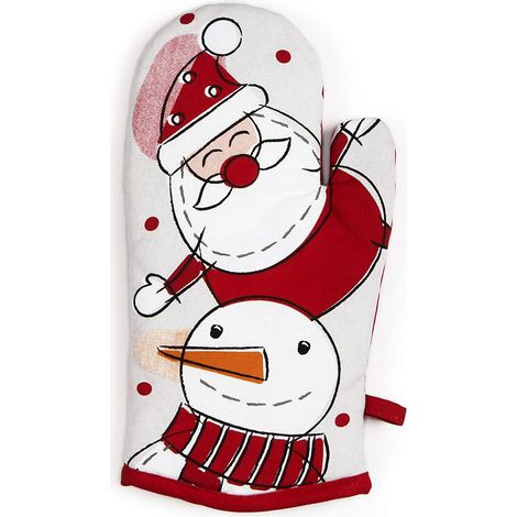 Excelsa Snowman Guanto da Forno, Cotone, Decoro Natalizio, Cm. 32,5 x 16,5 (1/2)