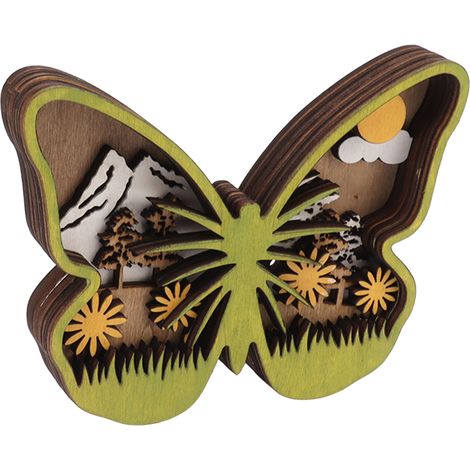 Décoration papillon lumineux en bois, artisanat en bois, décoration pour la maison, le bureau, cadeau d'anniversaire, de pendaison de crémaillère, de Noël ou de Pâques (1/5)