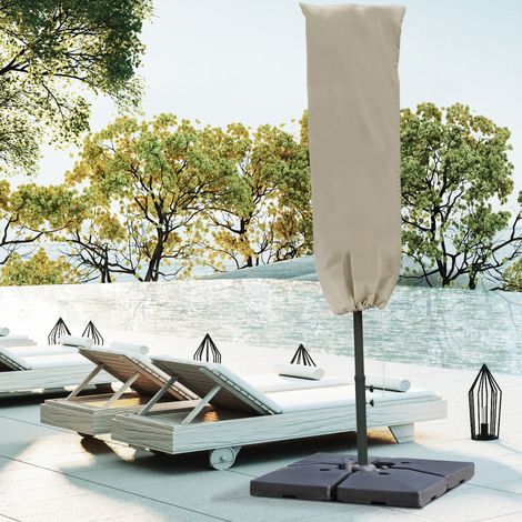FLITI Khaki Polyester Parasol Cover 160x60cm with Zipper and Drawstring for Outdoor Protection (1/5)
