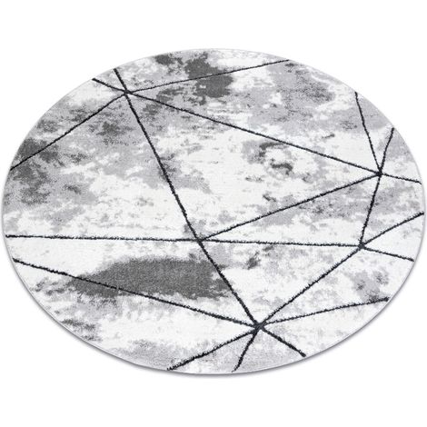Tappeto moderno COZY Polygons Cerchio, geometrico, triangoli - Structural due livelli di pile grigio grey rotondo 200 cm