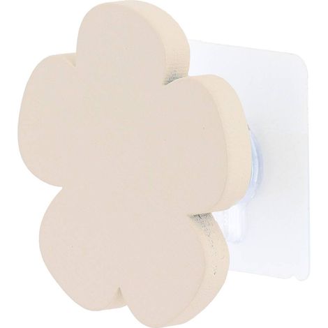 Patere en bambou peint forme fleur d8 cm sur sticker - ivoire - Tendance (1/3)
