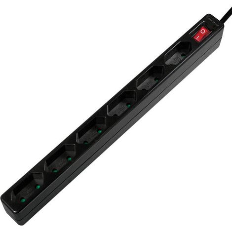 Regleta LogiLink Euro CEE 7/16 de 6 tomas con interruptor, 1,5 m, color negro (1/4)