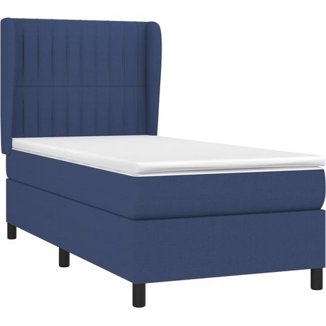 Sommier à lattes de lit avec matelas Bleu 90x190 cm Tissu vidaXL (1/5)