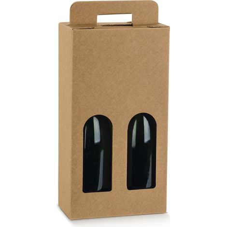 Scotton Scatola Valigia 2 Bottiglie con Finestra 180 x 90 x 340 Mm Avana 10 Pz
