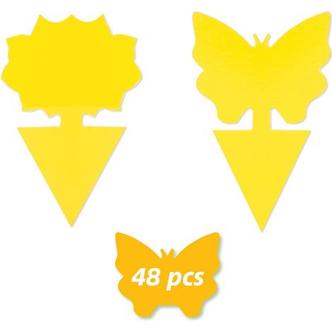 Lot de 48 pièges collants anti-mouches des fruits et anti-moucherons des terreaux pour l'intérieur et l'extérieur. Protègent les p (1/5)