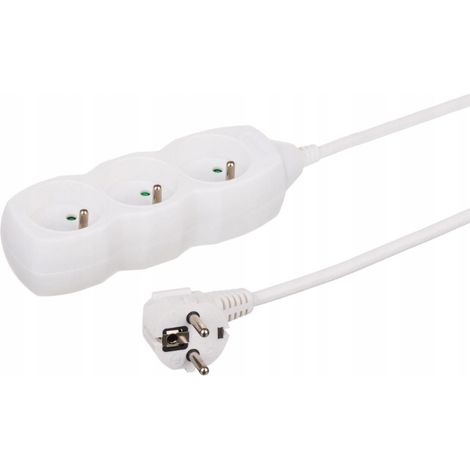 Prolunga a 3 prese, 1 m, bianca, 250 V, 16 A, OWY, 3x1 mm²