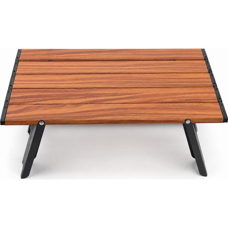 Table pliante de camping ultra légère en aluminium décor bois 35 cm (1/5)