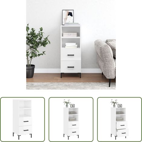 vidaXL Metallbeine -  Sideboard Hochglanz-Weiß 34,5x34x90 cm Holzwerkstoff (1/5)