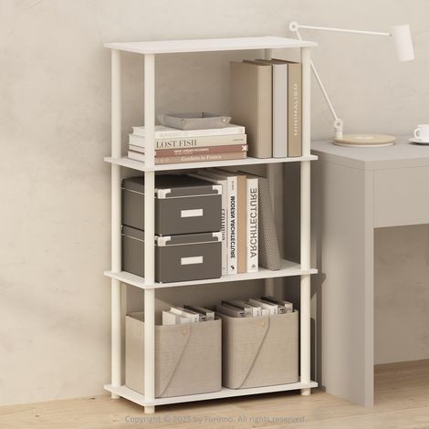 Étagère, Bibliothèque À 4 Niveaux avec Présentoir Compact Multifonctionnel, 29,5 X 60 X 110 Cm, Idéale pour Le Salon, La Chambre Ou Le Bureau, Blanc (1/5)