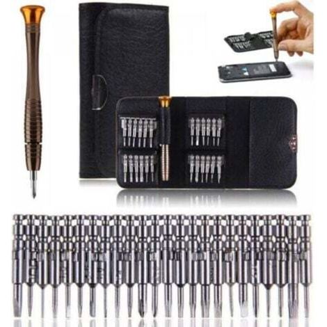 Tournevis Précision Mini 25 en 1 Kit de Tournevis Outils de Réparation pour, Portable Laptop, Montre, Bijoux, Jouets, Lunettes etc Set avec étui en Cuir