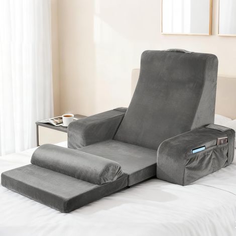 Grand Coussin de Lecture avec Appui-Tête Détachable et Accoudoir, Coussin en Forme d'Os pour Adultes avec Housse Lavable à Longs Poils, Coussin Ergonomique pour le Dos, Coussin de Lecture (1/5)