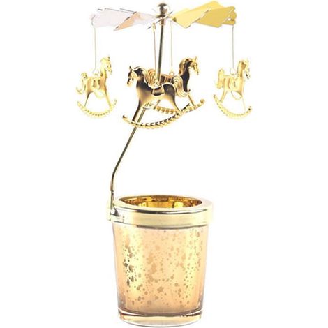 Support À Bougie Tournant - En Métal Et Verre - Pour Décoration De Table De Noël Mariage Ou Dîner Aux Chandeliers - 1 Pièce (1/5)