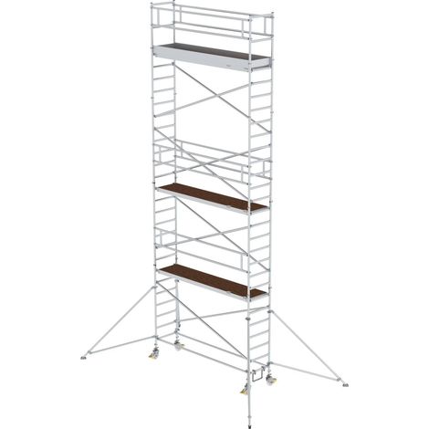 Günzburger Steigtechnik Echafaudage roulant 0,75 x 3 m avec stabilisateur Hauteur de plate-forme 7,35 m - 156746