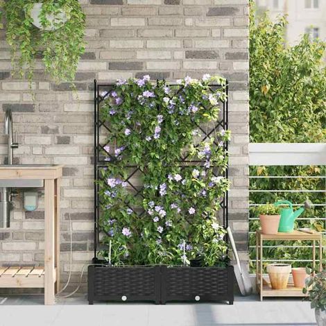 42002850 Cache-pot de jardin 2 pcs Noir Acier (1/5)