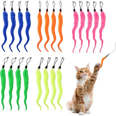 Lot de 20 Jouets pour Chat - 5 Couleurs avec Clochettes et Ficelles - Accessoire Interactif pour Chat (1/5)