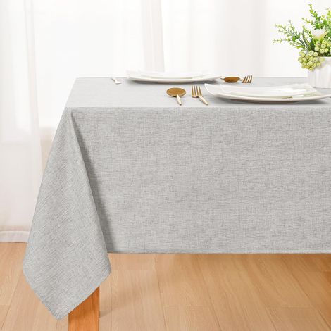 Nappe Gris Clair Aspect Lin Lavable Imperméable,130x160cm Rectangulaire Nappe Douce Déperlante avec Effet Lotus pour Salon, Salle à Manger, Balcon, Jardin, Mariages, Maison, Festival Partie (1/5)