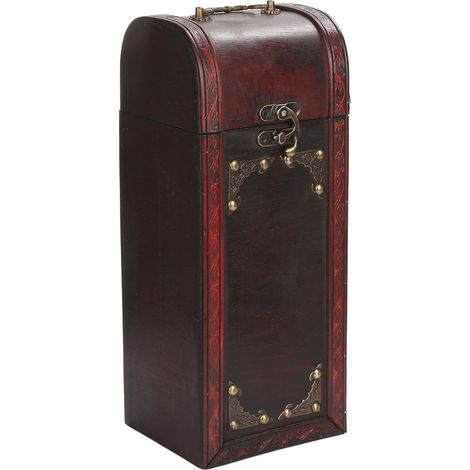 Coffret bois vintage pour une bouteille de vin rouge, boîte cadeau mariage, rangement vin
