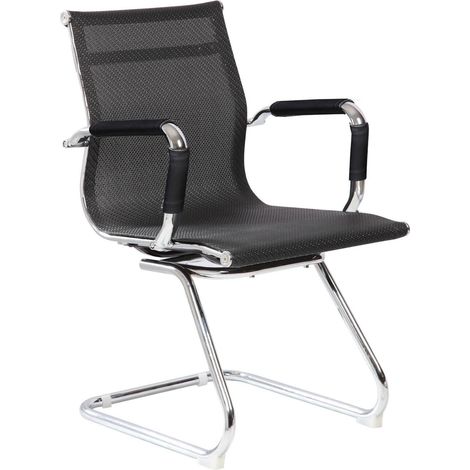 Dmora - Chaise de bureau Dgoldon, Chaises de salle d'attente de bureau avec accoudoirs, Chaise de salle d'attente ergonomique, 62x54h89 cm, Noir