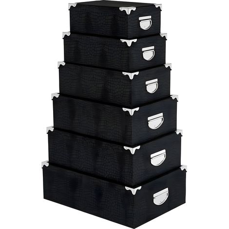 Set 6 Scatole Portaoggetti Nero (1/5)