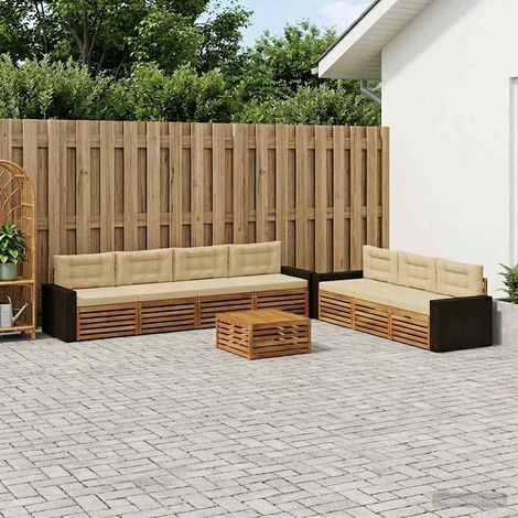 vidaXL Outdoor-Sofagarnitur 8 pcs Natur und Beige 79 x 79 x 37 cm (1/5)