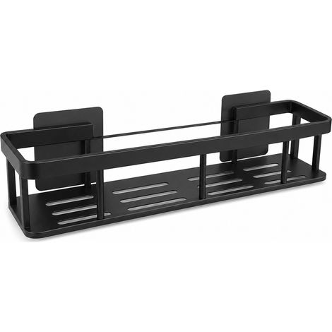 Mensola da Doccia Senza Foratura Rettangolare Nera 27 cm (1/5)