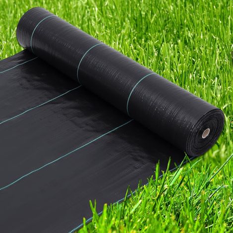 Tissu anti mauvaises herbes jardin polypropylène tissé traité uv 198x9144 cm surface 181 m² usage professionnel (1/5)
