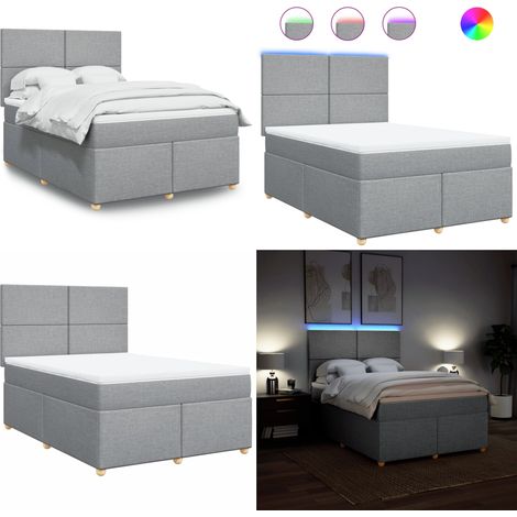 vidaXL Boxspringbett mit Matratze Hellgrau 140x200 cm Stoff (1/5)