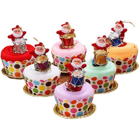 Serviette de toilette créative en forme de gâteau de Noël, cadeau de Noël pour enfants (couleur aléatoire) (Tambour)
