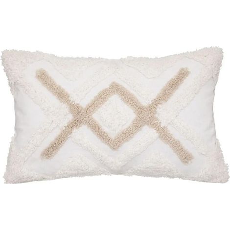 Housse de Coussin "Tufté" 30x50cm Ivoire & Lin (1/2)