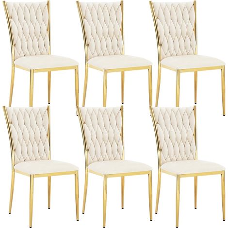 WOLTU Set 6 Sedie per Sala da Pranzo Design Moderne Velluto Beige (1/5)