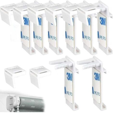 16 Pièces Ensemble pour Store Enrouleur Kit, Plastique, sans Perçage Pièces de Rechange pour Fenêtre en Bois, Battant de Porte, Tringles à Rideaux, Suspension de Stores à Double Rouleau