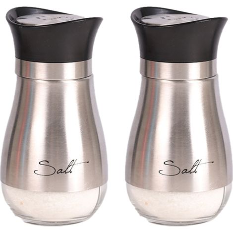 Salière et poivrière élégantes avec fond en verre transparent Compactes pour la cuisine et la salle à manger (1/5)