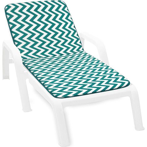 Cuscino Sdraio Morbido Copri Lettino Prendisole Pieghevole A Righe Zig Zag 100% Made In Italy - Verde
