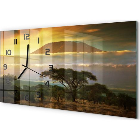 Horloge Murale Maison 60x30 cm Design Panoramique Salon Cuisine Bureau Kilimandjaro, Kenya (1/5)
