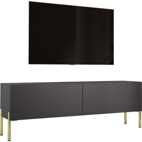 Meuble TV : Anthracite, pieds dorées, 140 x 52 x 32 cm (1/5)